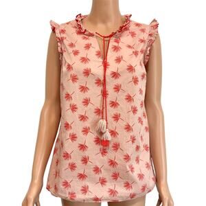 Boden 6 Laurie ruffle trim tassel tie front lightweight blouse TS 2638